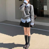 レイヤードカジュアルシャツニット