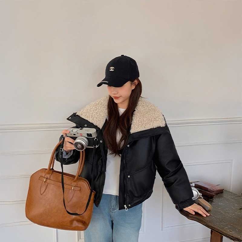 ボアビッグカラーレザージャケット