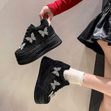 バタフライラインストーンスニーカー