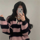 ボーダーモヘアポロニット