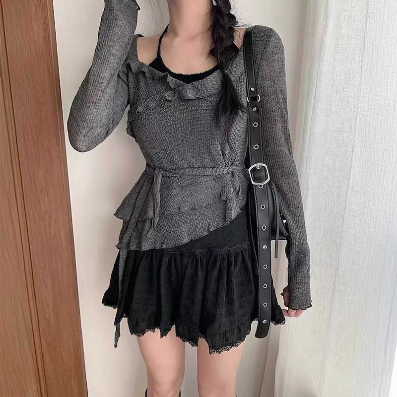 アシンメトリーカシュクールトップス