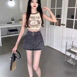 ワイドベルトデニムスカート