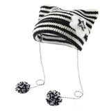 モノトーンスター猫耳ニット帽