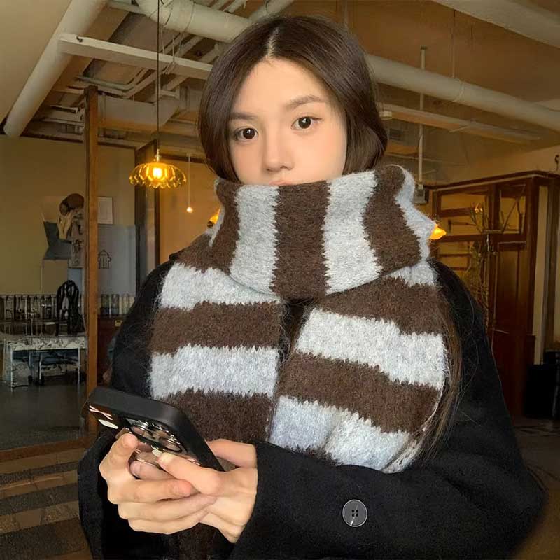 モヘアボーダーミドルマフラー