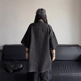 レオパードアクセントオーバーデニムシャツ