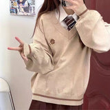 フラワー刺繍ラインセーター