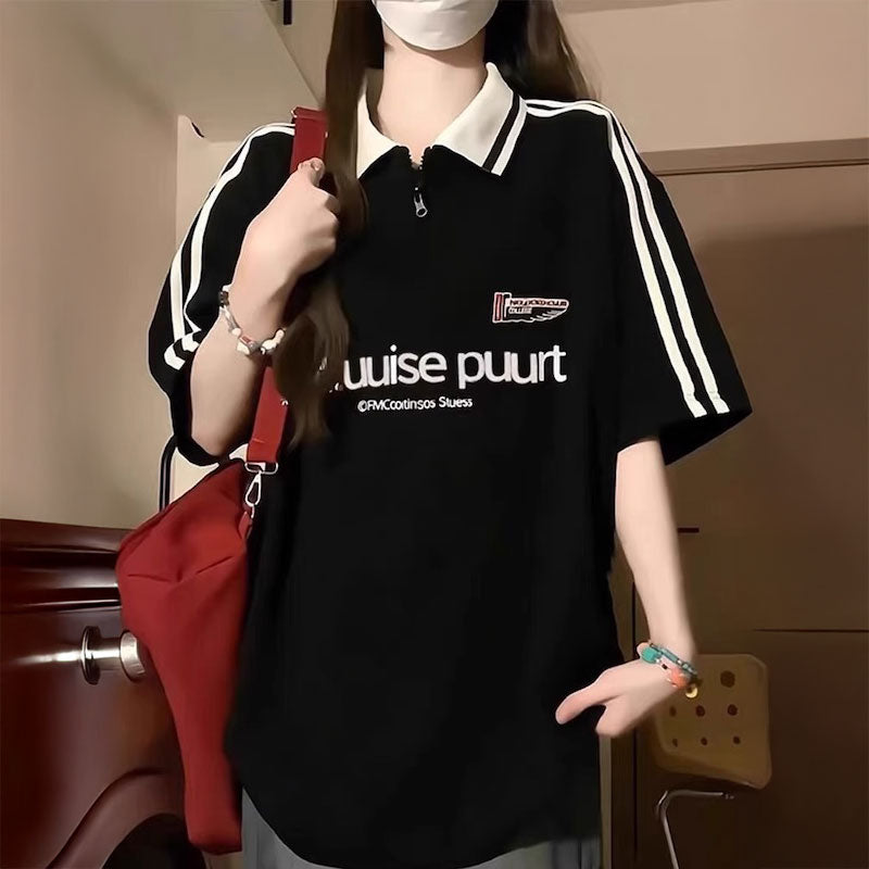 ハーフジップスポーツトラックユニTシャツ