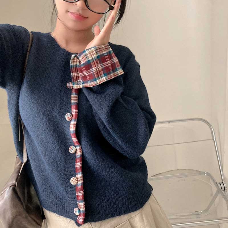 チェックアクセントカーディガン