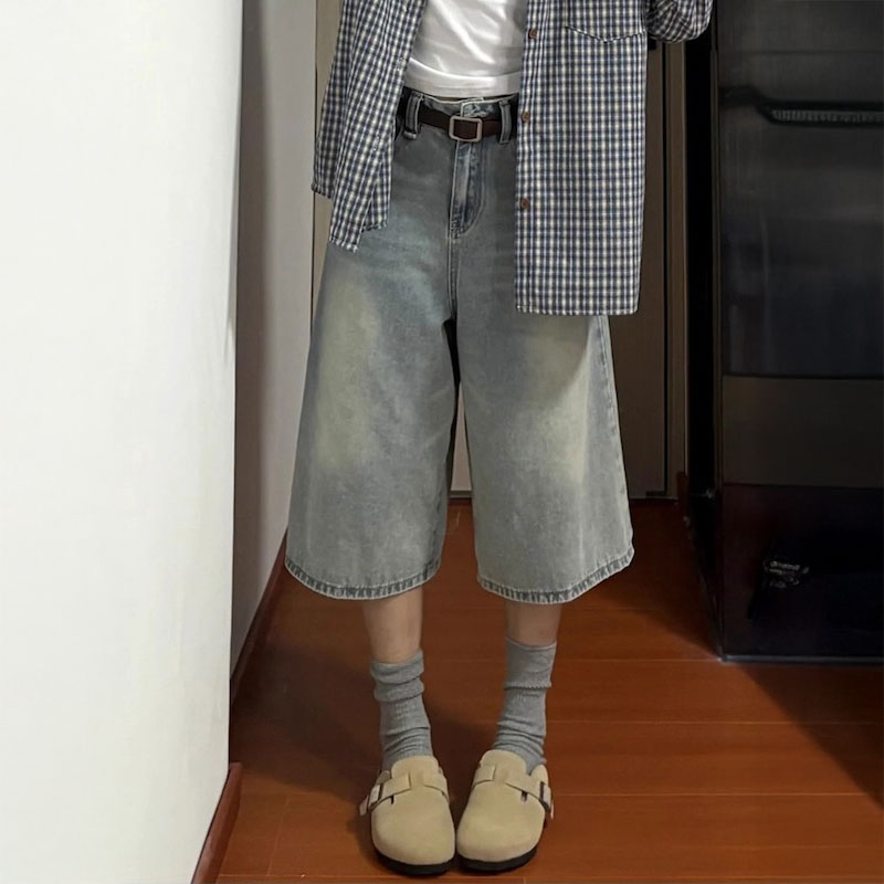 ライトウォッシュクロップドデニム