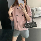 ダブルボタンニットカーディガン