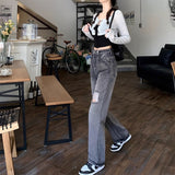 ストレートウォッシュダメージデニム