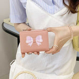 チェックリボンアイコンミニ財布