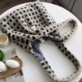 ボアチェックトートバッグ