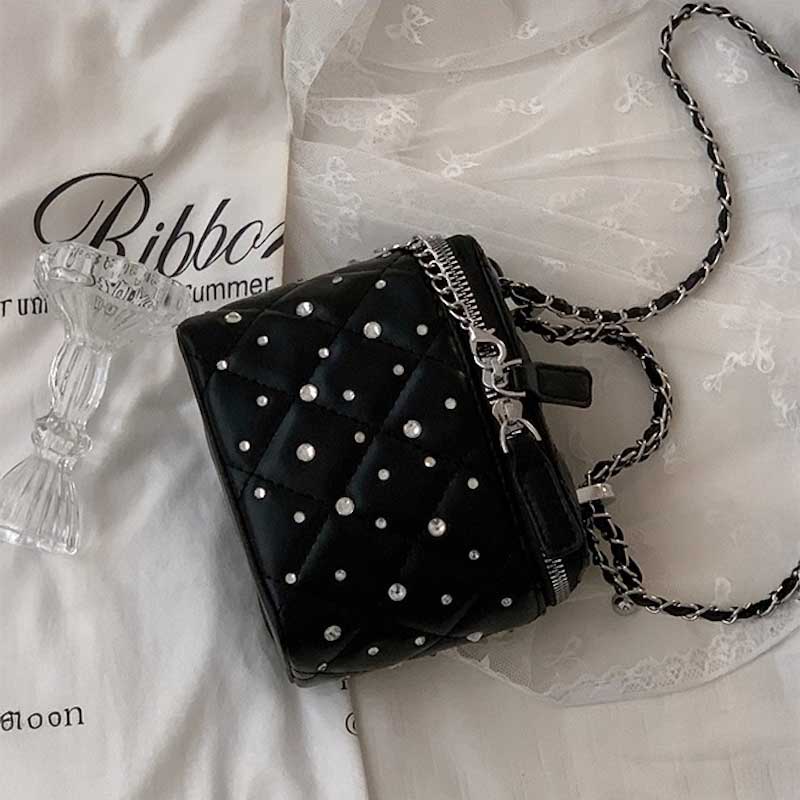 キルティングラインストーンミニバッグ