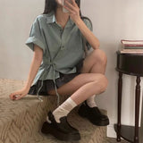 ワンサイドタイデニムシャツ