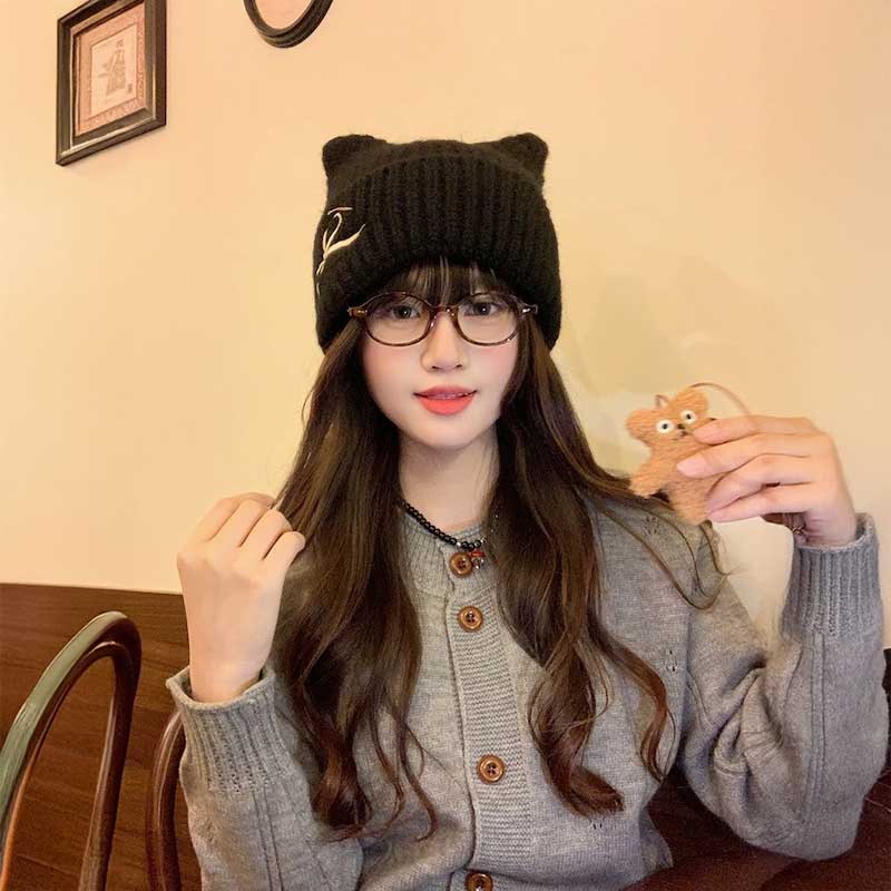 リボン刺繍猫耳ニット帽 – GIRLS CRUSH