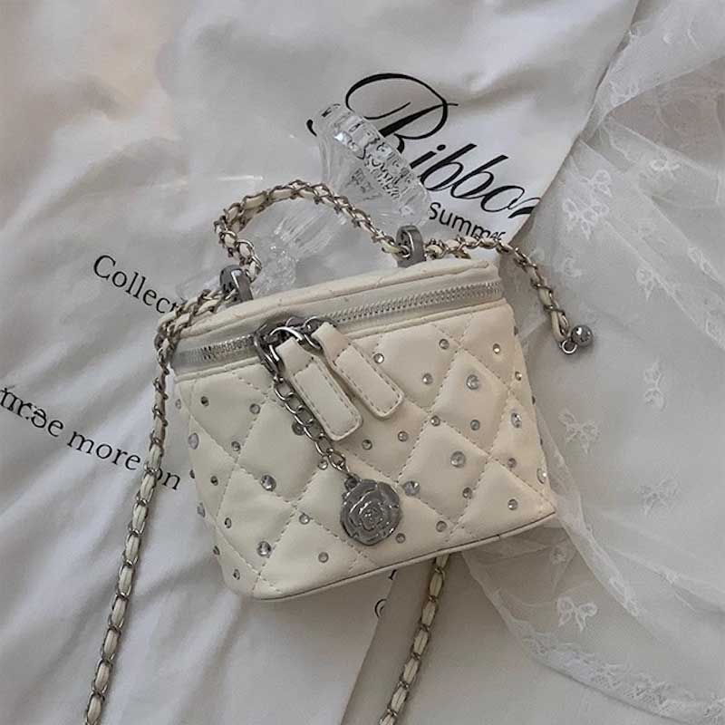 キルティングラインストーンミニバッグ