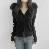 ダブルジップファーニットパーカー