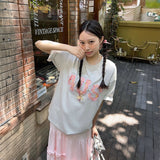 フラワー刺繍ロゴTシャツ