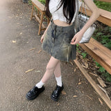 ベルトバックプリーツミニスカート