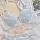 ミニリボンレースフリルブラ＆ショーツSET