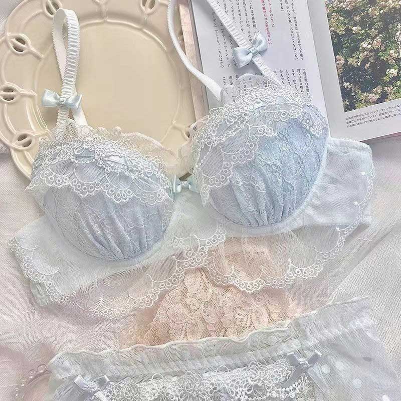 ミニリボンレースフリルブラ＆ショーツSET