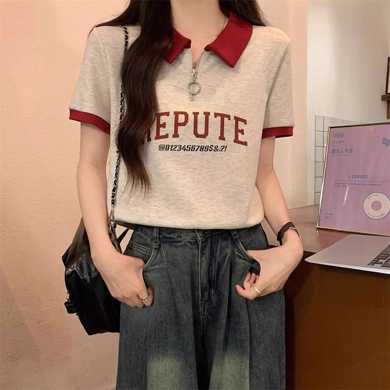 ハーフジップスウェットTシャツ