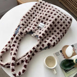 ボアチェックトートバッグ