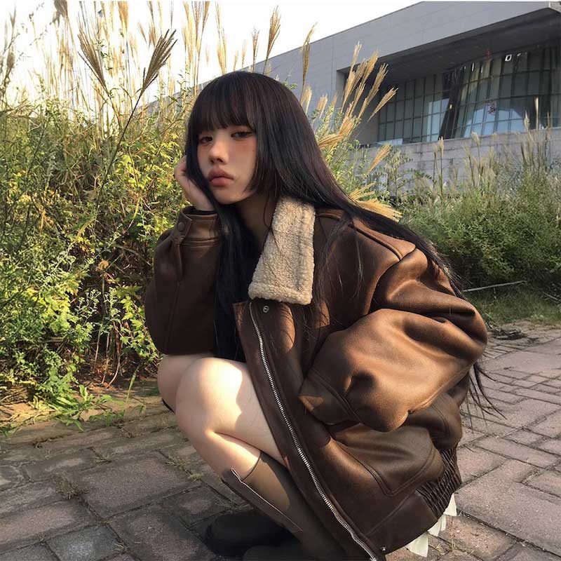 レザーボアブルゾン