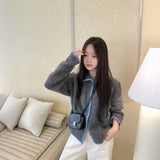 ウールタッチラインカラーカーディガン