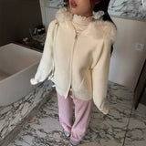 ファーフードニットパーカー