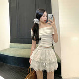 ダブルレースティアードミニスカート