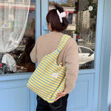 カラフルパターンボアトートバッグ