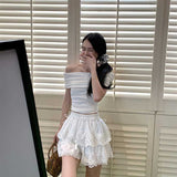 ダブルレースティアードミニスカート