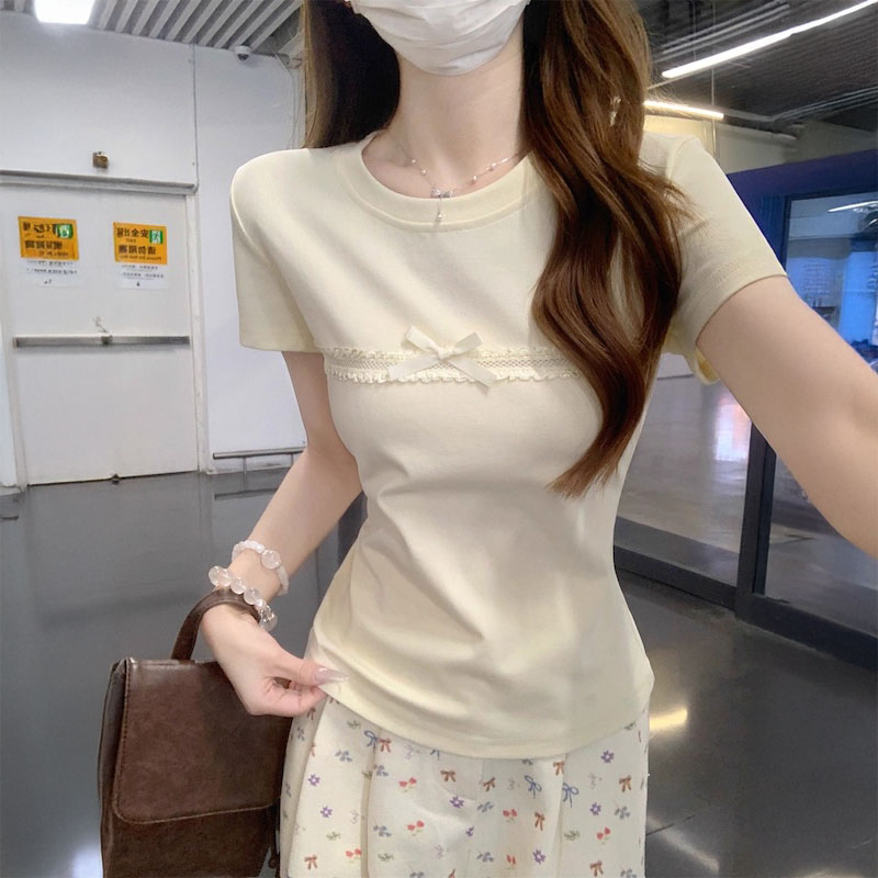 リボンラインレースTシャツ