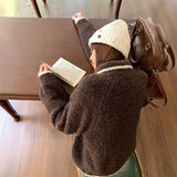 ウールタッチラインカラーカーディガン