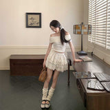 ダブルレースティアードミニスカート