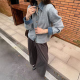 デニムアクセントニットブルゾン