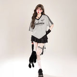 VネックトラックユニTシャツ