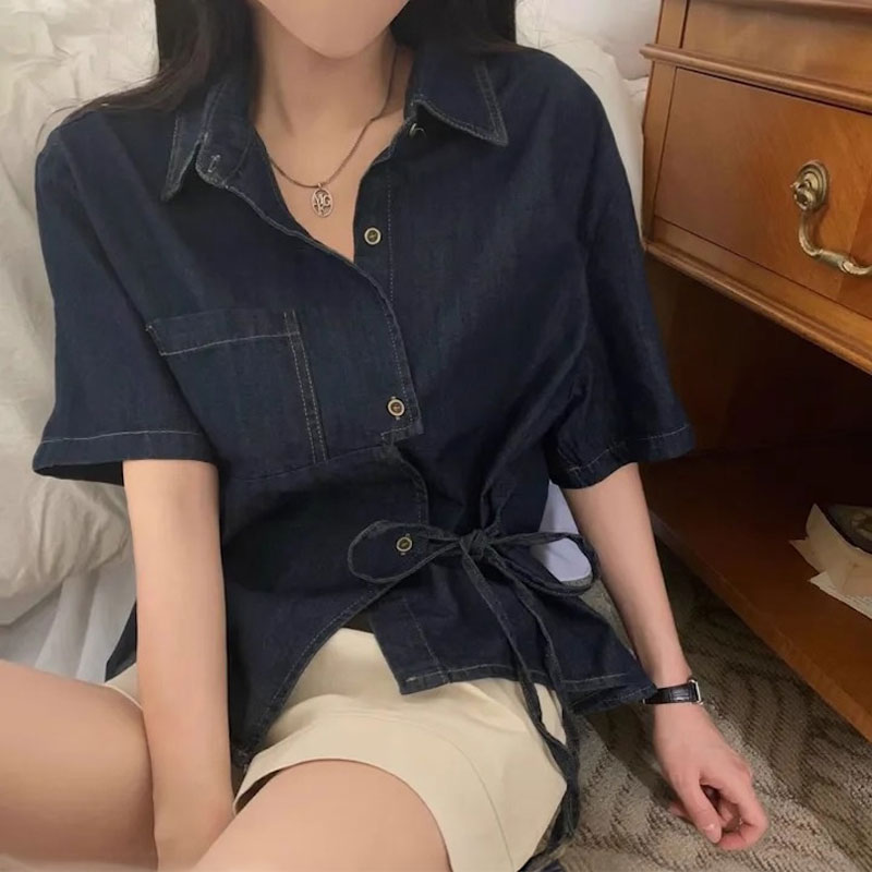 ワンサイドタイデニムシャツ