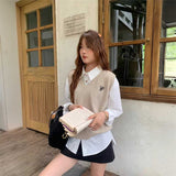 ワンポイントケーブルニットベスト