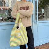 カラフルパターンボアトートバッグ