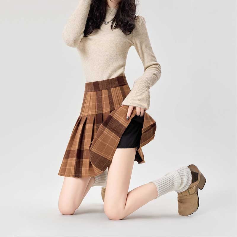 タータンチェックプリーツスカート