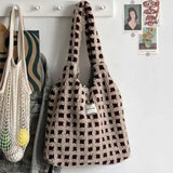 ボアチェックトートバッグ