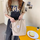 コーデュロイボタントートバッグ