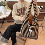 カラフルパターンボアトートバッグ