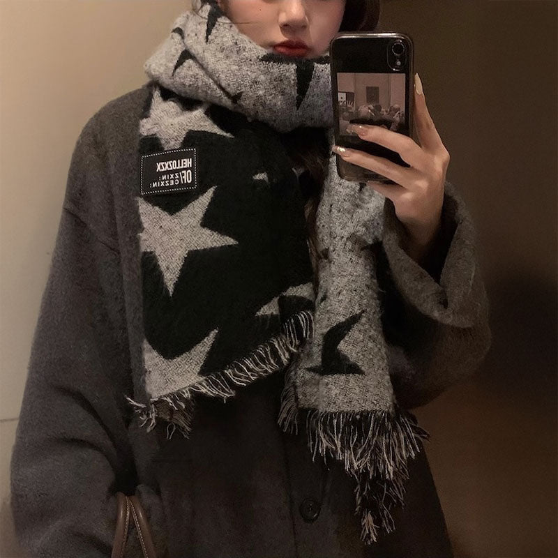 スターパターンフリンジマフラー