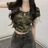 カモフラージュクロップドTシャツ