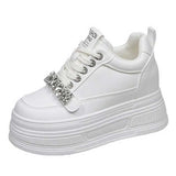 厚底ビジューレザースニーカー