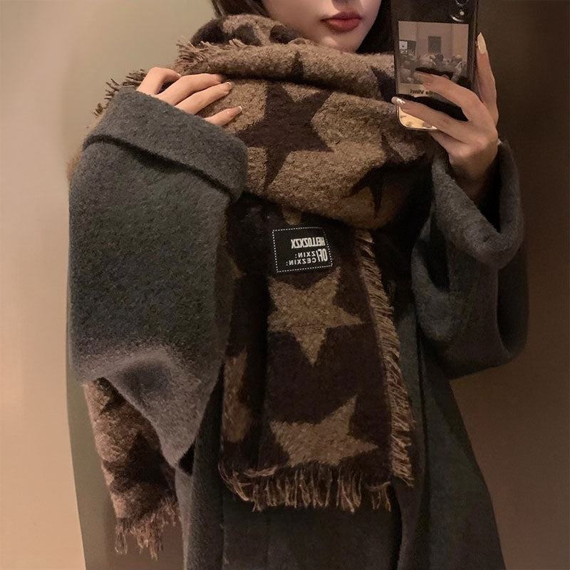 スターパターンフリンジマフラー